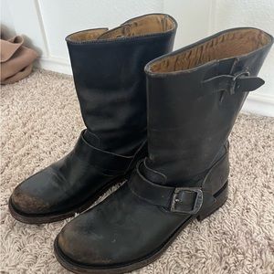Frye Biker boot! Only worn 3 times! They are distressed when you buy them.